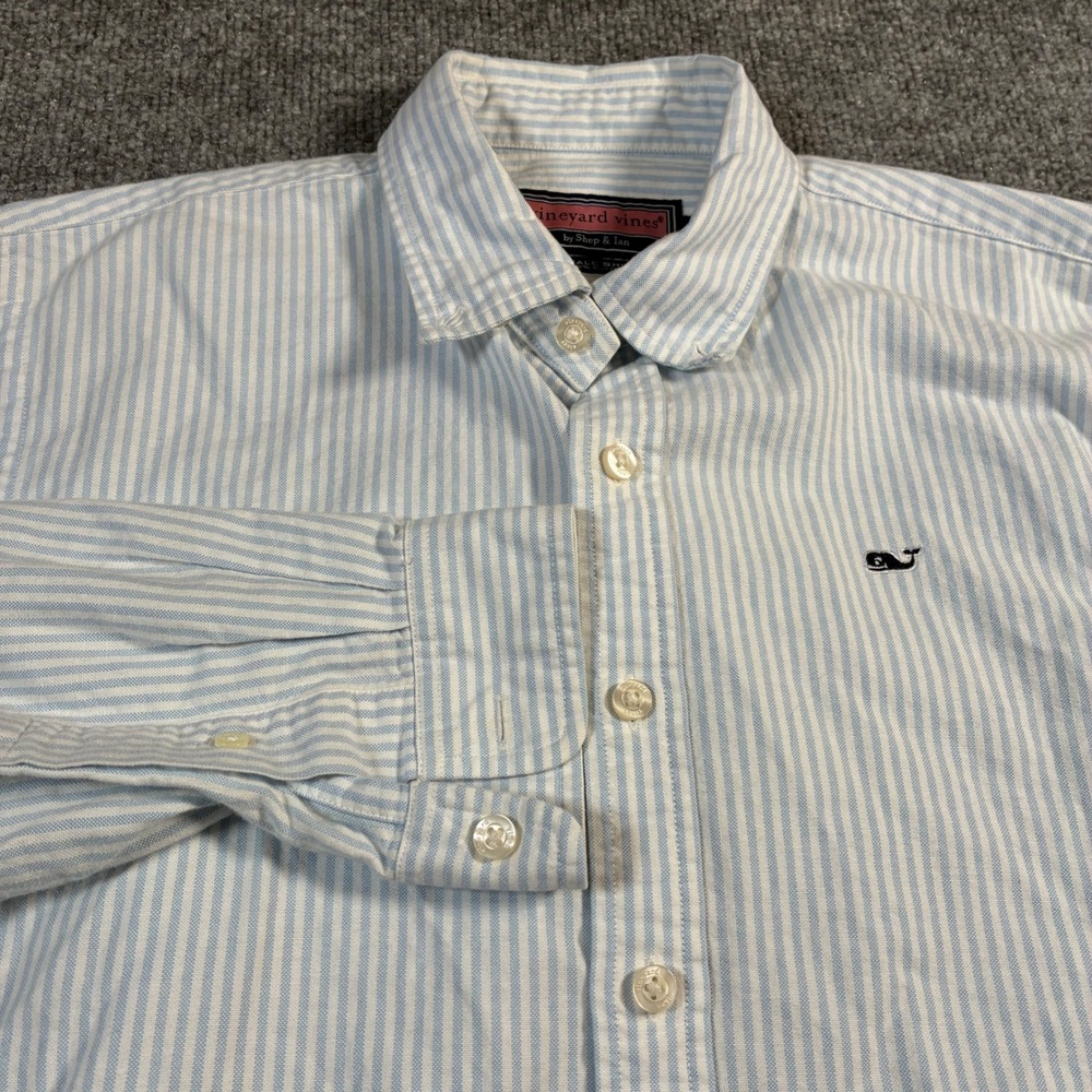 Vineyard Vines Whale Shirt Mens‎ XL Blue White Striped Button Down Cotton